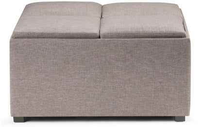 Fawn Brown Linen Style Fabric | Avalon Table Ottoman in Linen