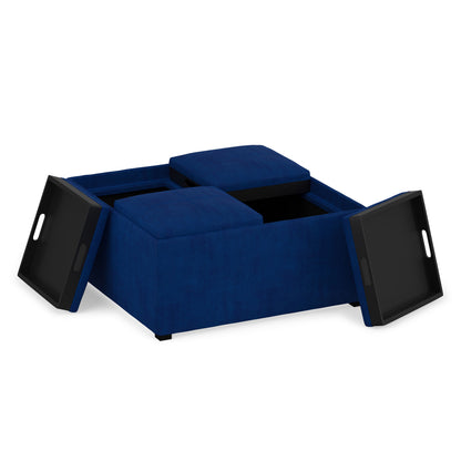 Blue Velvet Fabric | Avalon Table Ottoman in Velvet Fabric