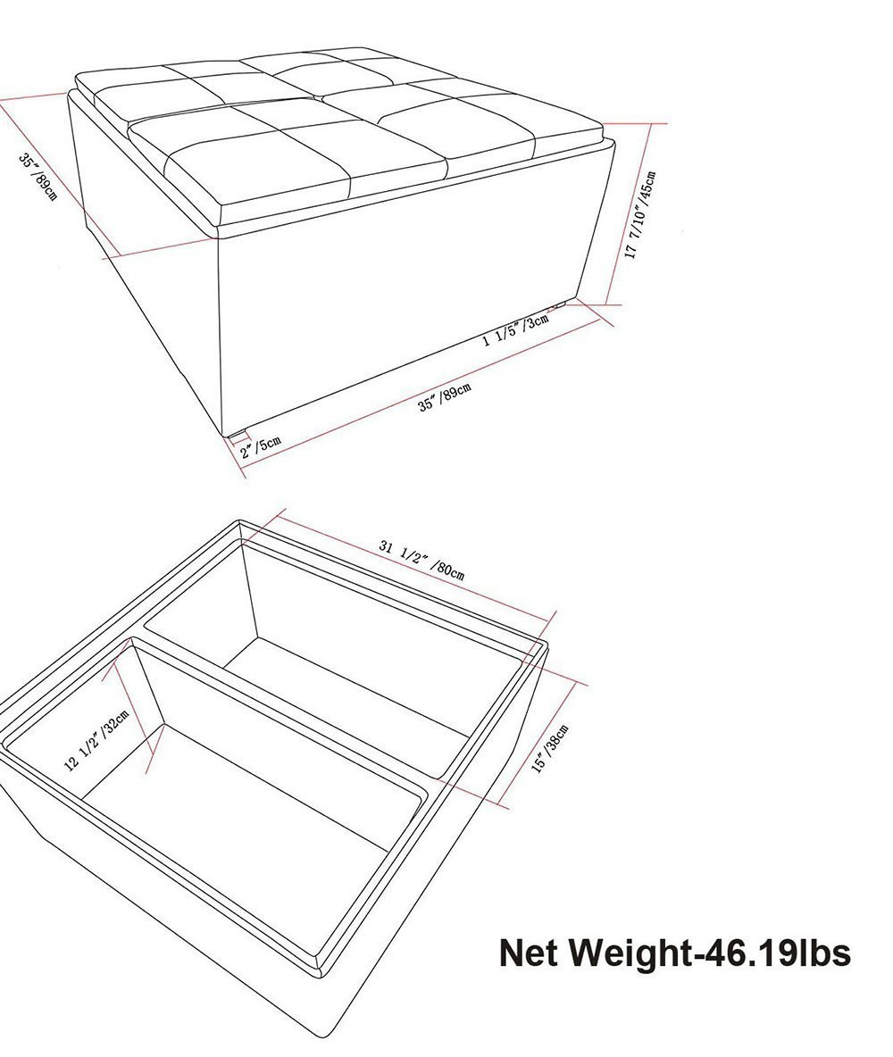 Chocolate Brown Vegan Leather | Avalon Vegan Leather Square Coffee Table Storage Ottoman