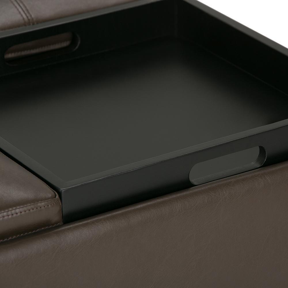 Chocolate Brown Vegan Leather | Avalon Vegan Leather Square Coffee Table Storage Ottoman