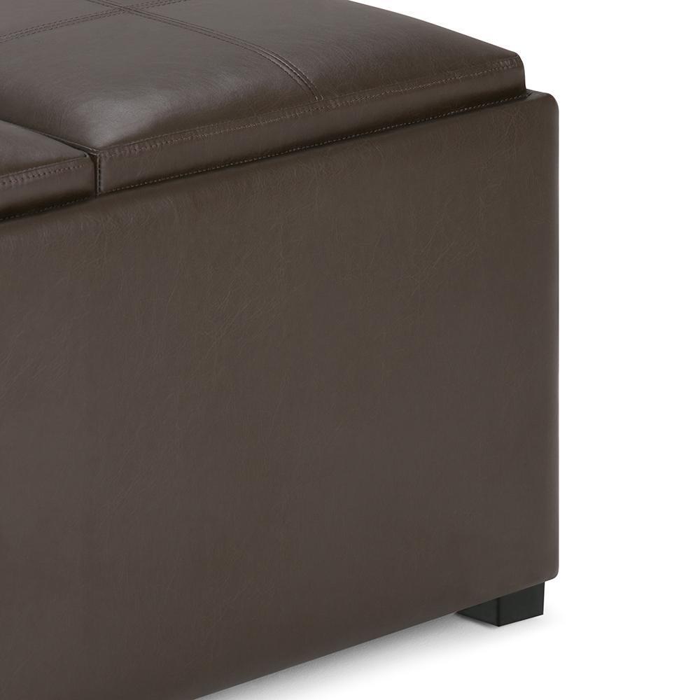 Chocolate Brown Vegan Leather | Avalon Vegan Leather Square Coffee Table Storage Ottoman