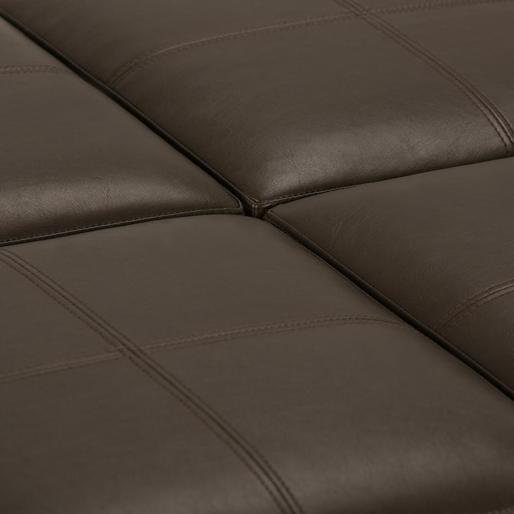 Chocolate Brown Vegan Leather | Avalon Vegan Leather Square Coffee Table Storage Ottoman