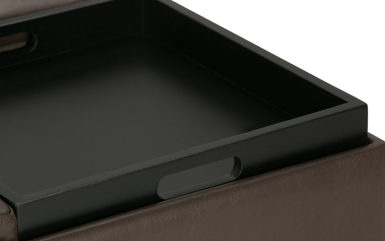 Chocolate Brown Vegan Leather | Avalon Table Ottoman in Vegan Leather