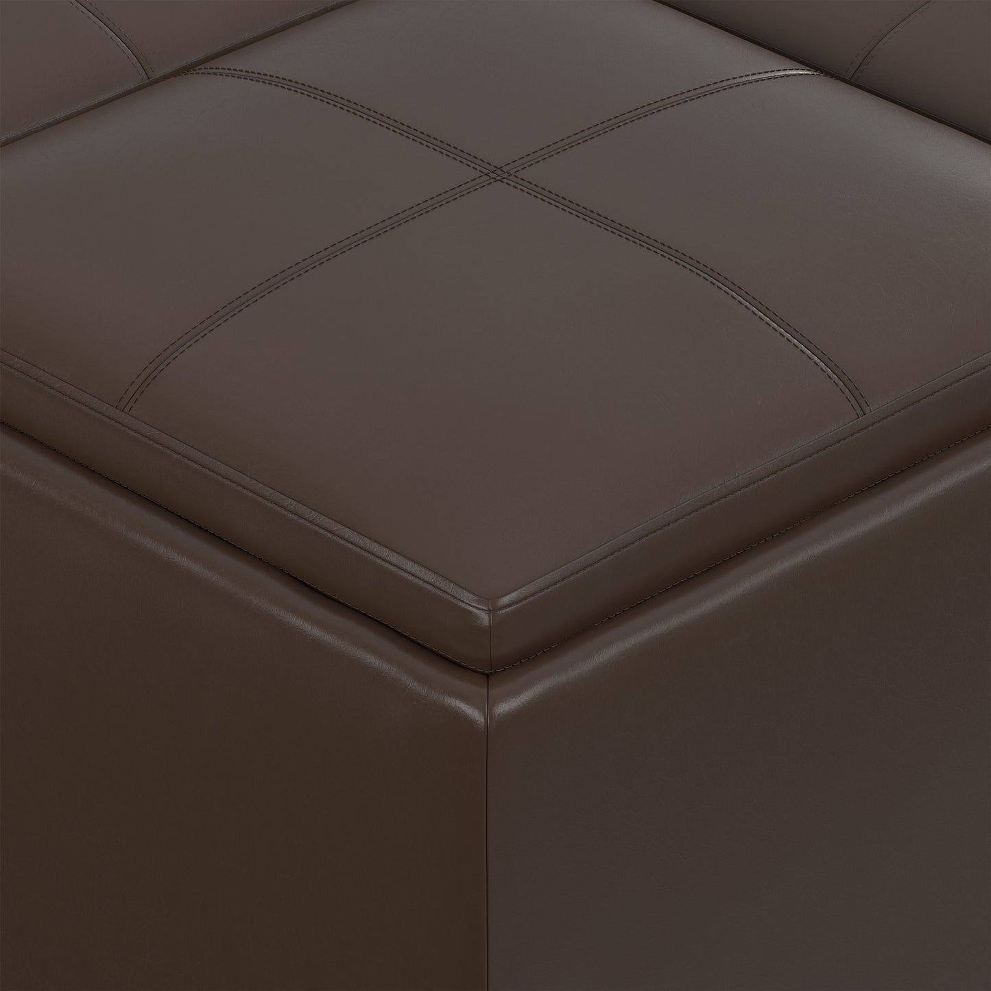 Chocolate Brown Vegan Leather | Avalon Table Ottoman in Vegan Leather
