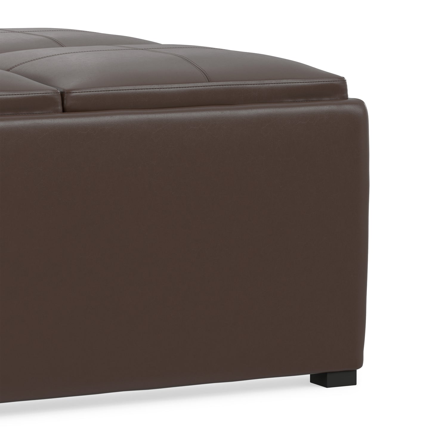 Chocolate Brown Vegan Leather | Avalon Table Ottoman in Vegan Leather