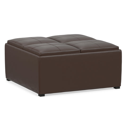 Chocolate Brown Vegan Leather | Avalon Table Ottoman in Vegan Leather