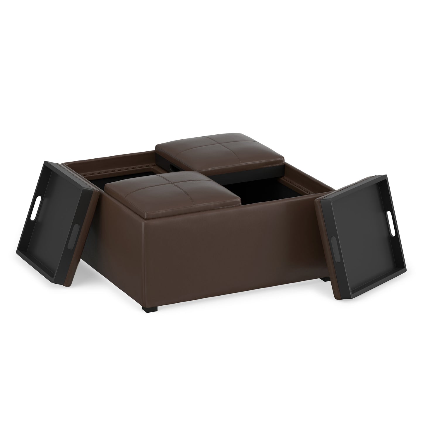 Chocolate Brown Vegan Leather | Avalon Table Ottoman in Vegan Leather