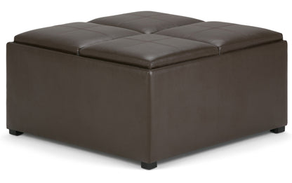Chocolate Brown Vegan Leather | Avalon Table Ottoman in Vegan Leather