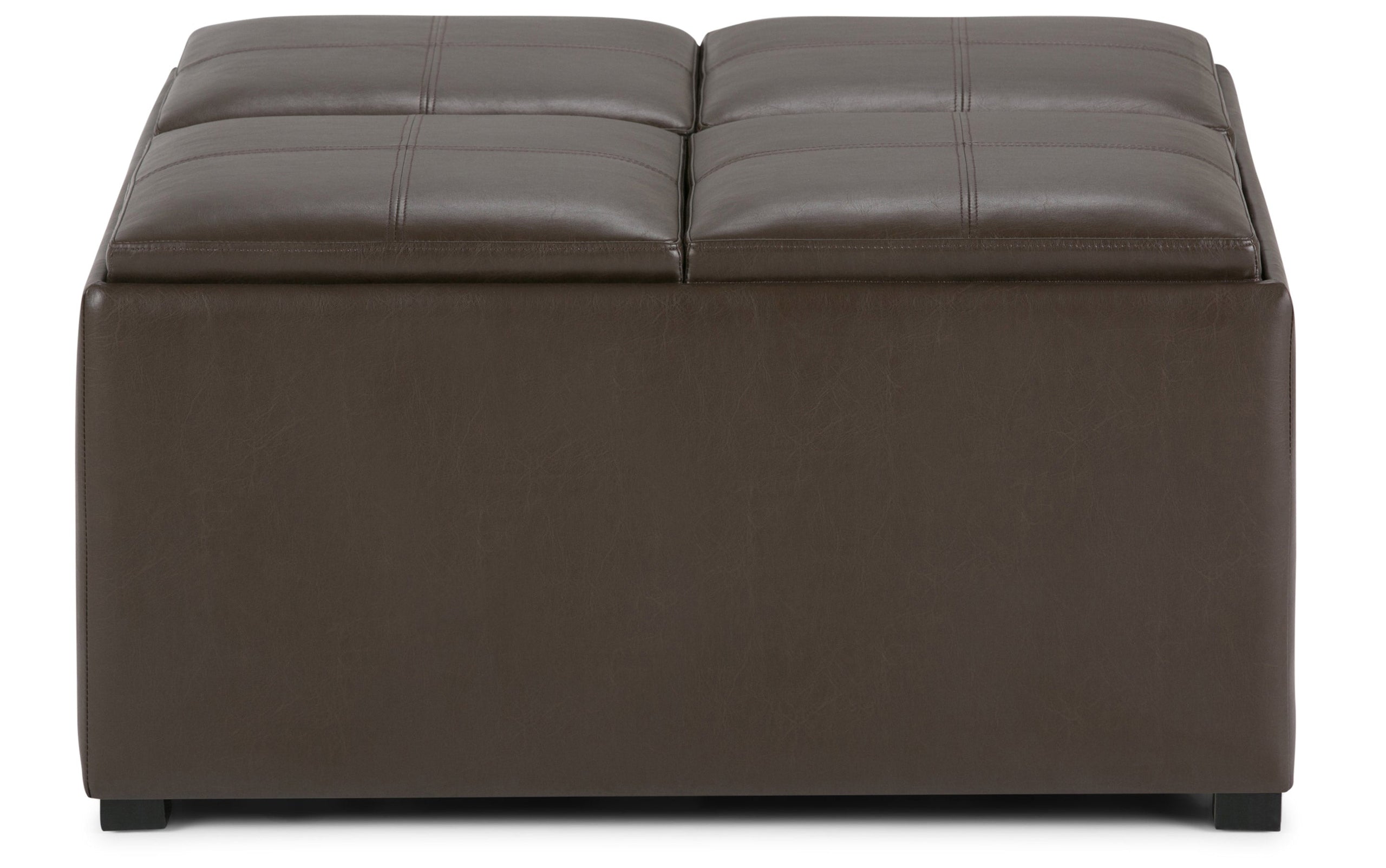 Chocolate Brown Vegan Leather | Avalon Table Ottoman in Vegan Leather