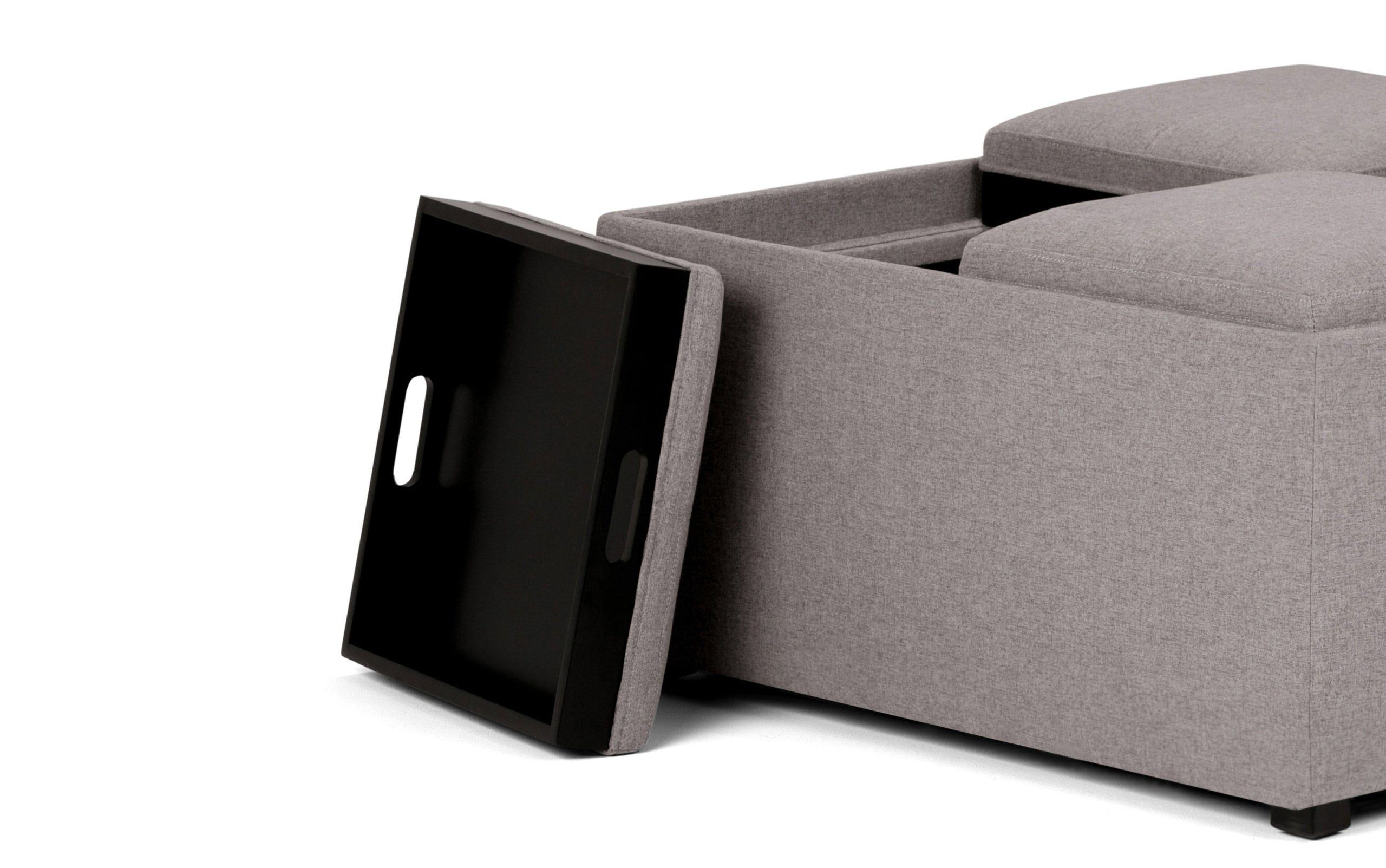 Cloud Grey Linen Style Fabric | Avalon Table Ottoman in Linen