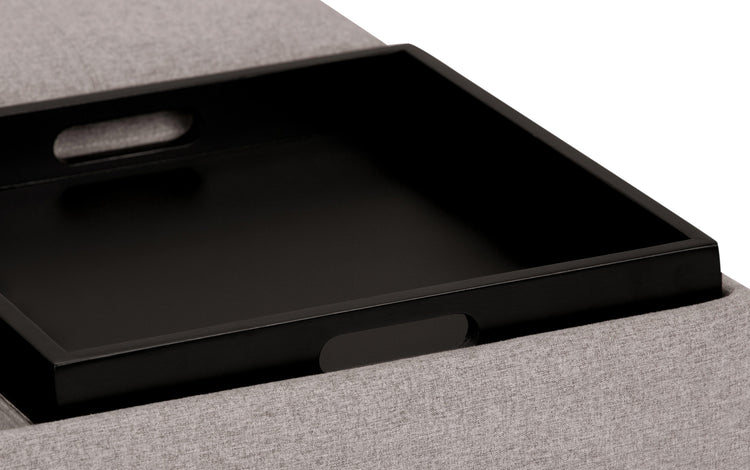 Cloud Grey Linen Style Fabric | Avalon Table Ottoman in Linen