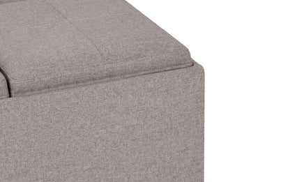Cloud Grey Linen Style Fabric | Avalon Table Ottoman in Linen