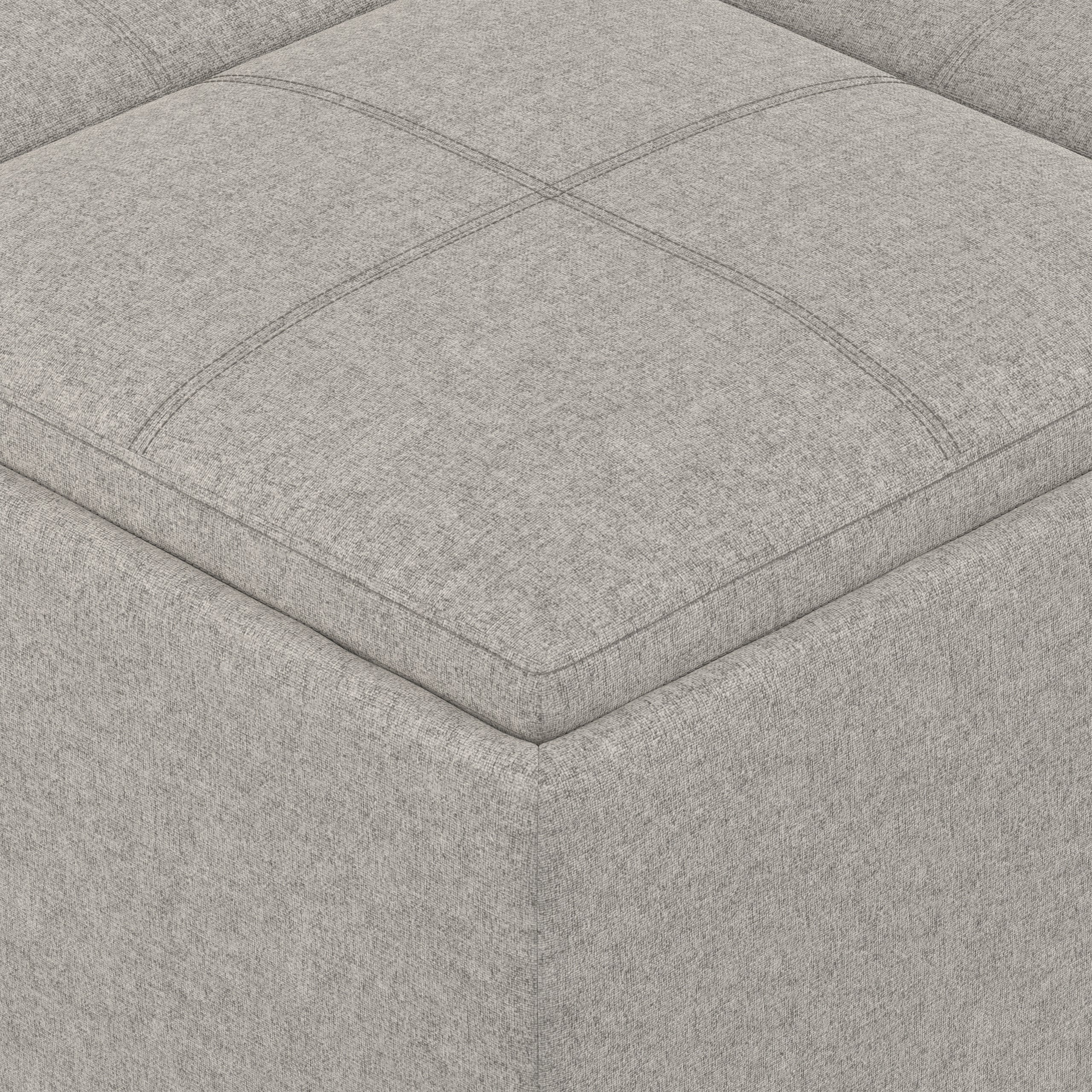 Cloud Grey Linen Style Fabric | Avalon Table Ottoman in Linen