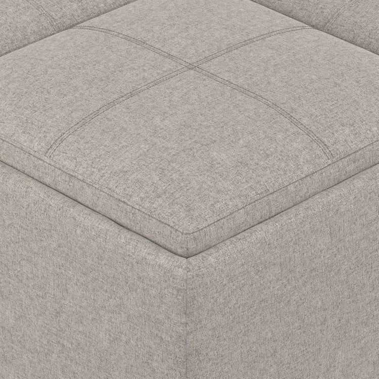 Cloud Grey Linen Style Fabric | Avalon Table Ottoman in Linen