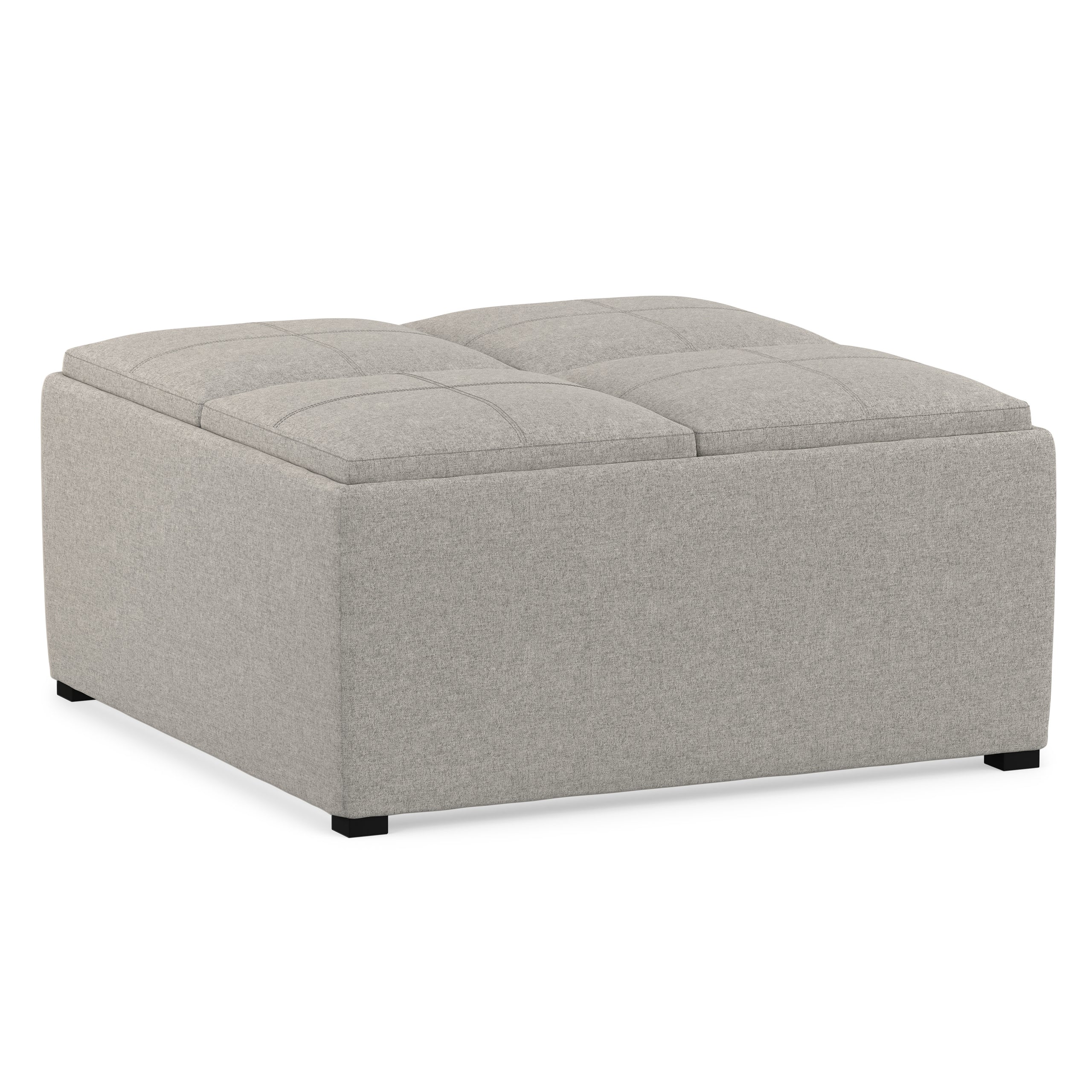 Cloud Grey Linen Style Fabric | Avalon Table Ottoman in Linen