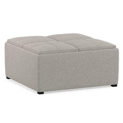 Cloud Grey Linen Style Fabric | Avalon Table Ottoman in Linen