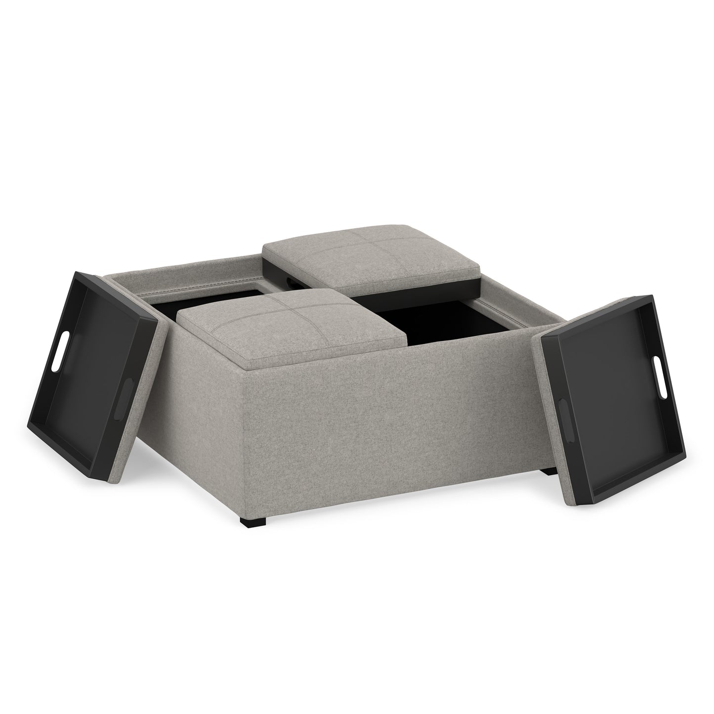 Cloud Grey Linen Style Fabric | Avalon Table Ottoman in Linen