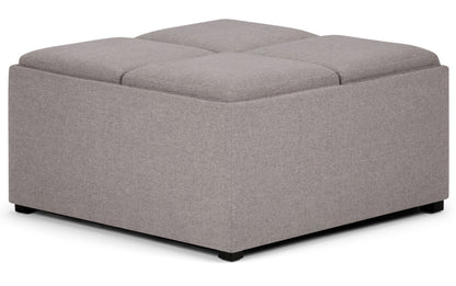 Cloud Grey Linen Style Fabric | Avalon Table Ottoman in Linen