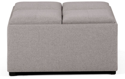 Cloud Grey Linen Style Fabric | Avalon Table Ottoman in Linen