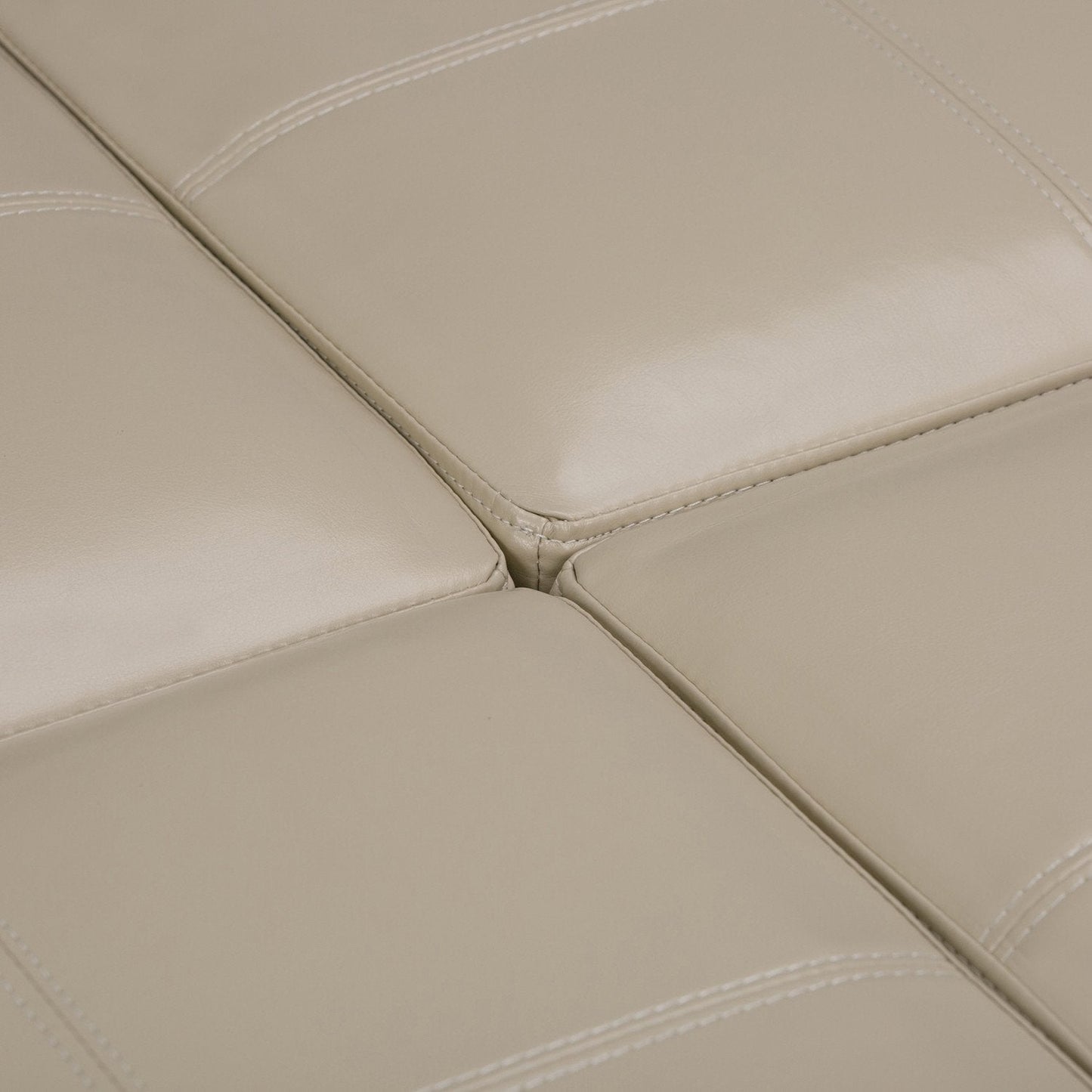 Satin Cream Vegan Leather | Avalon Vegan Leather Square Coffee Table Storage Ottoman