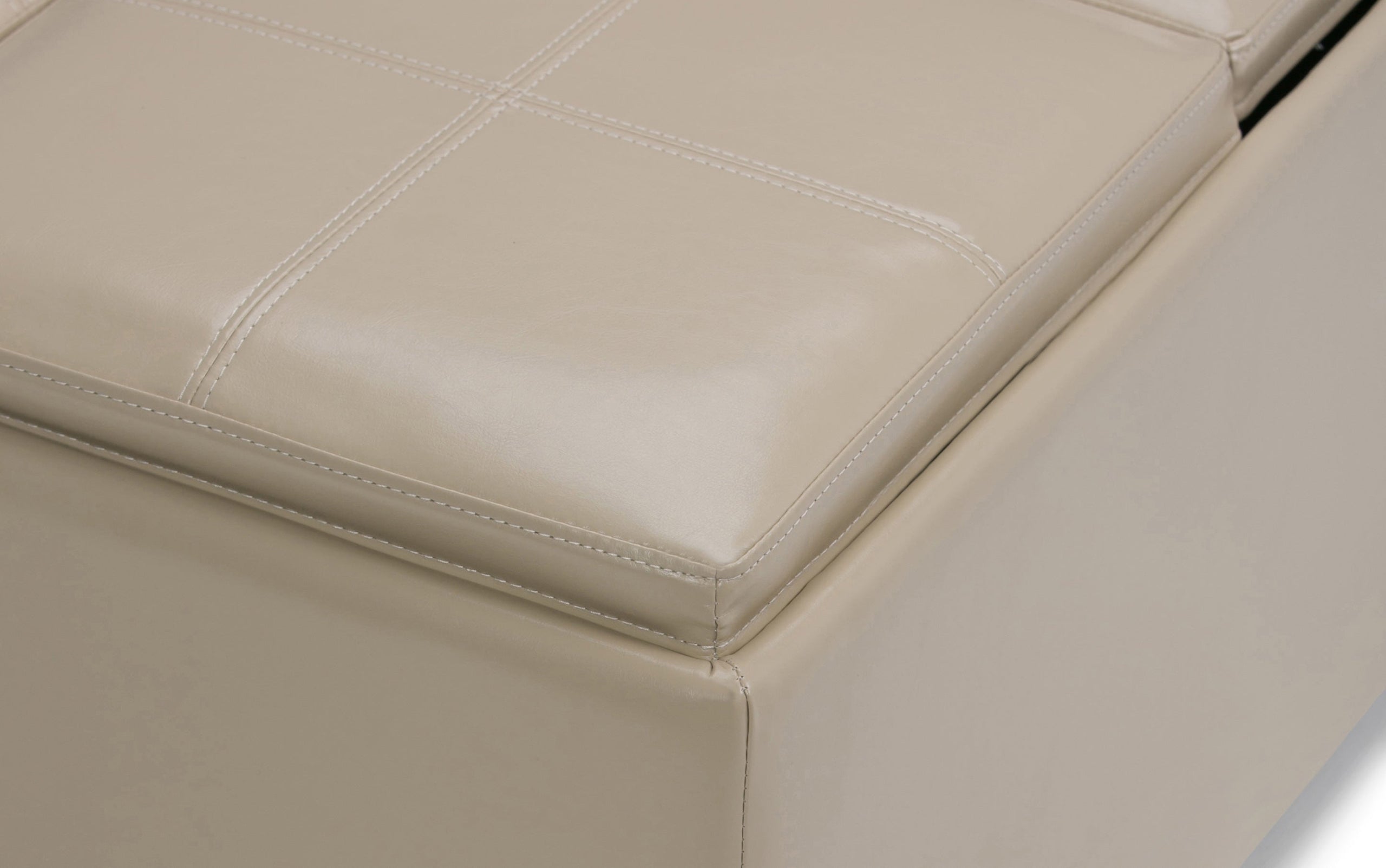 Satin Cream Vegan Leather | Avalon Table Ottoman in Vegan Leather