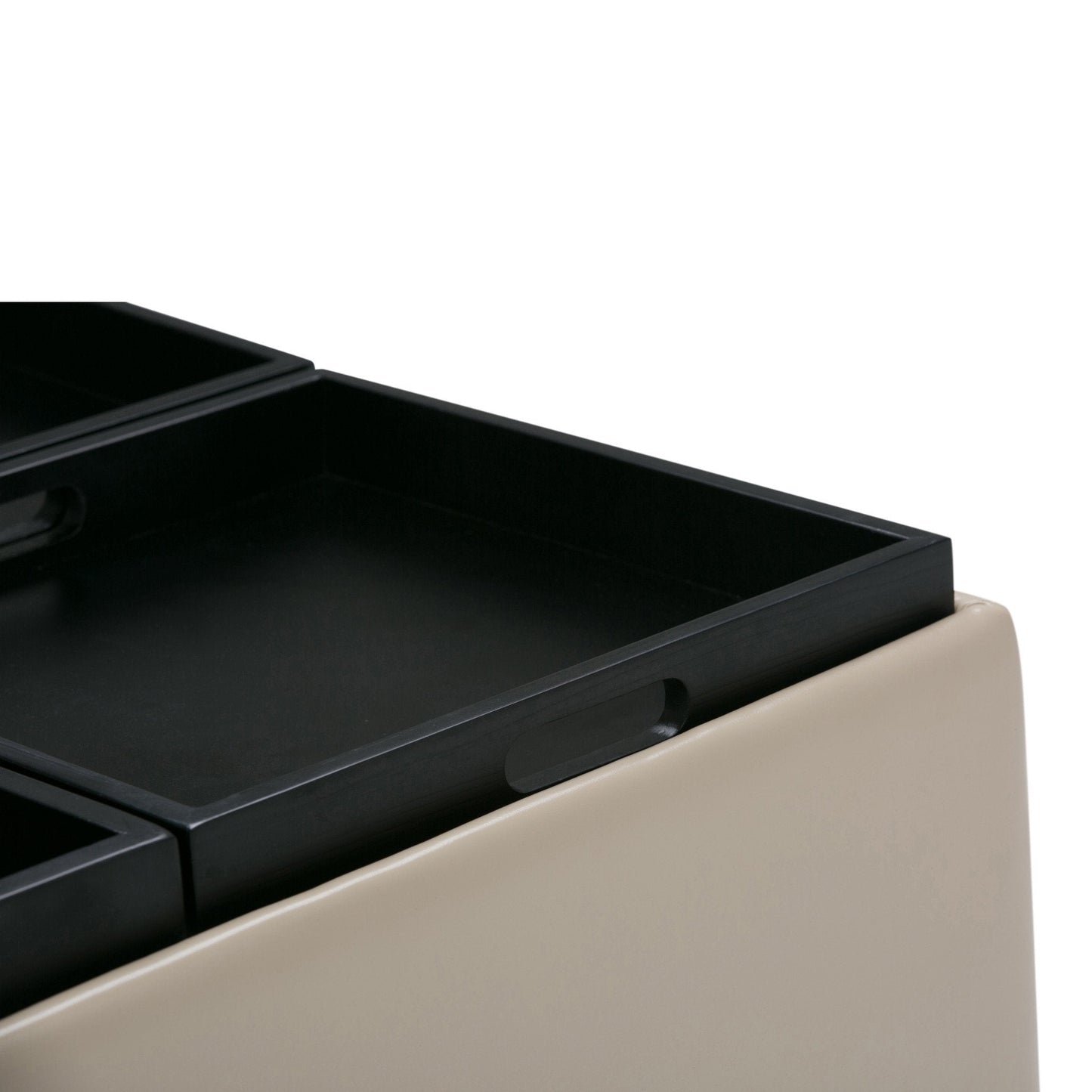 Satin Cream Vegan Leather | Avalon Vegan Leather Square Coffee Table Storage Ottoman