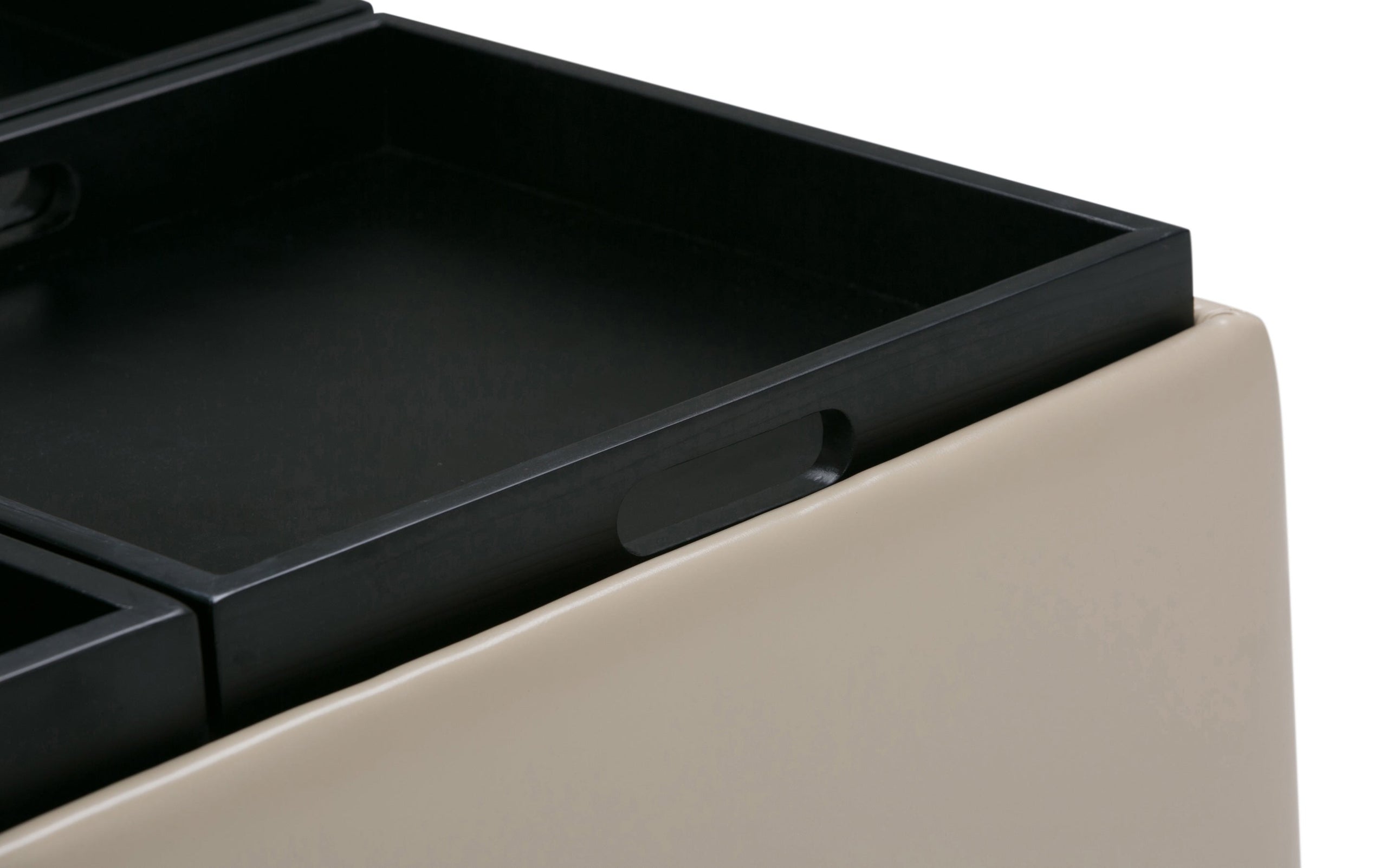 Satin Cream Vegan Leather | Avalon Table Ottoman in Vegan Leather