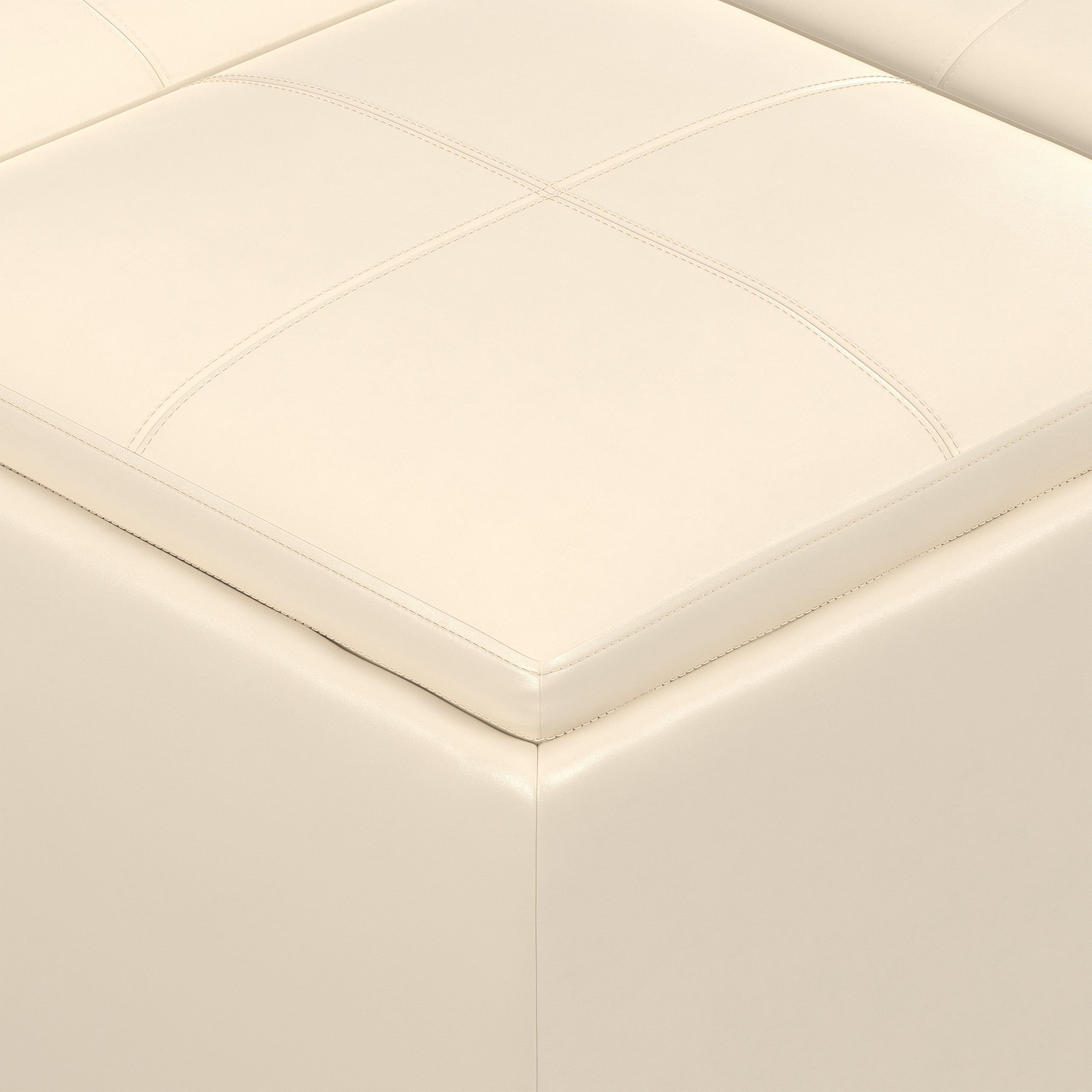 Satin Cream Vegan Leather | Avalon Table Ottoman in Vegan Leather