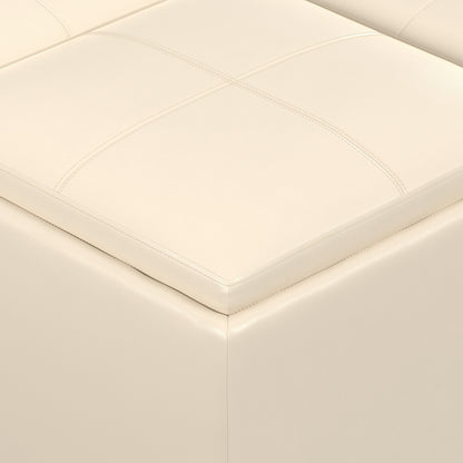 Satin Cream Vegan Leather | Avalon Table Ottoman in Vegan Leather