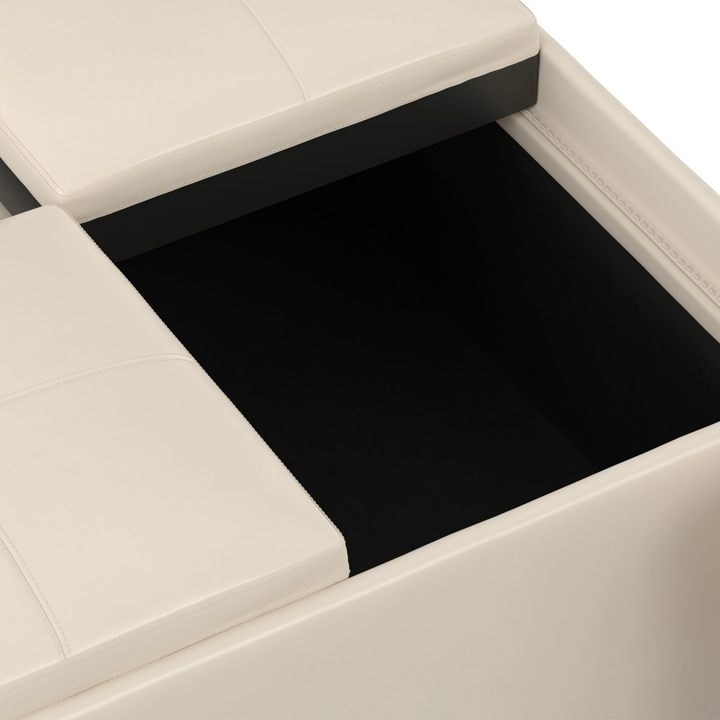 Satin Cream Vegan Leather | Avalon Table Ottoman in Vegan Leather