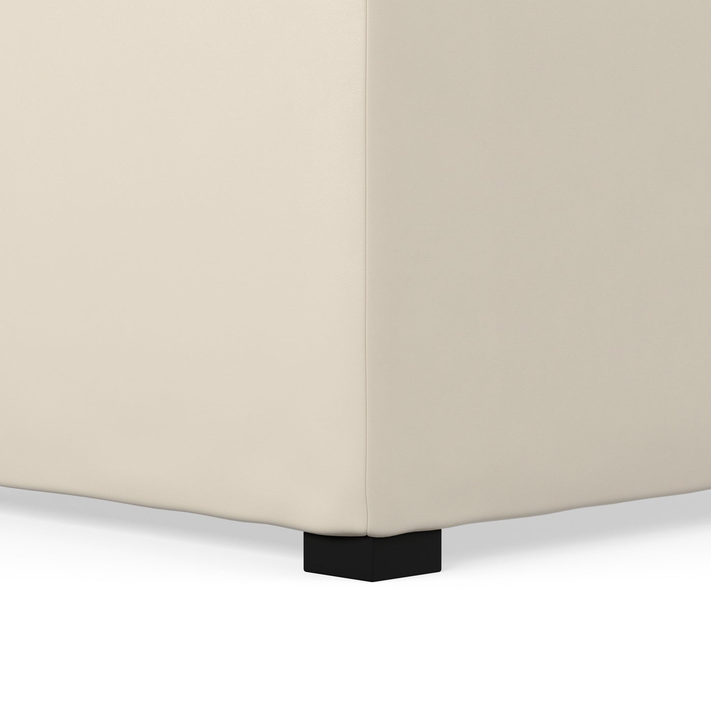 Satin Cream Vegan Leather | Avalon Table Ottoman in Vegan Leather