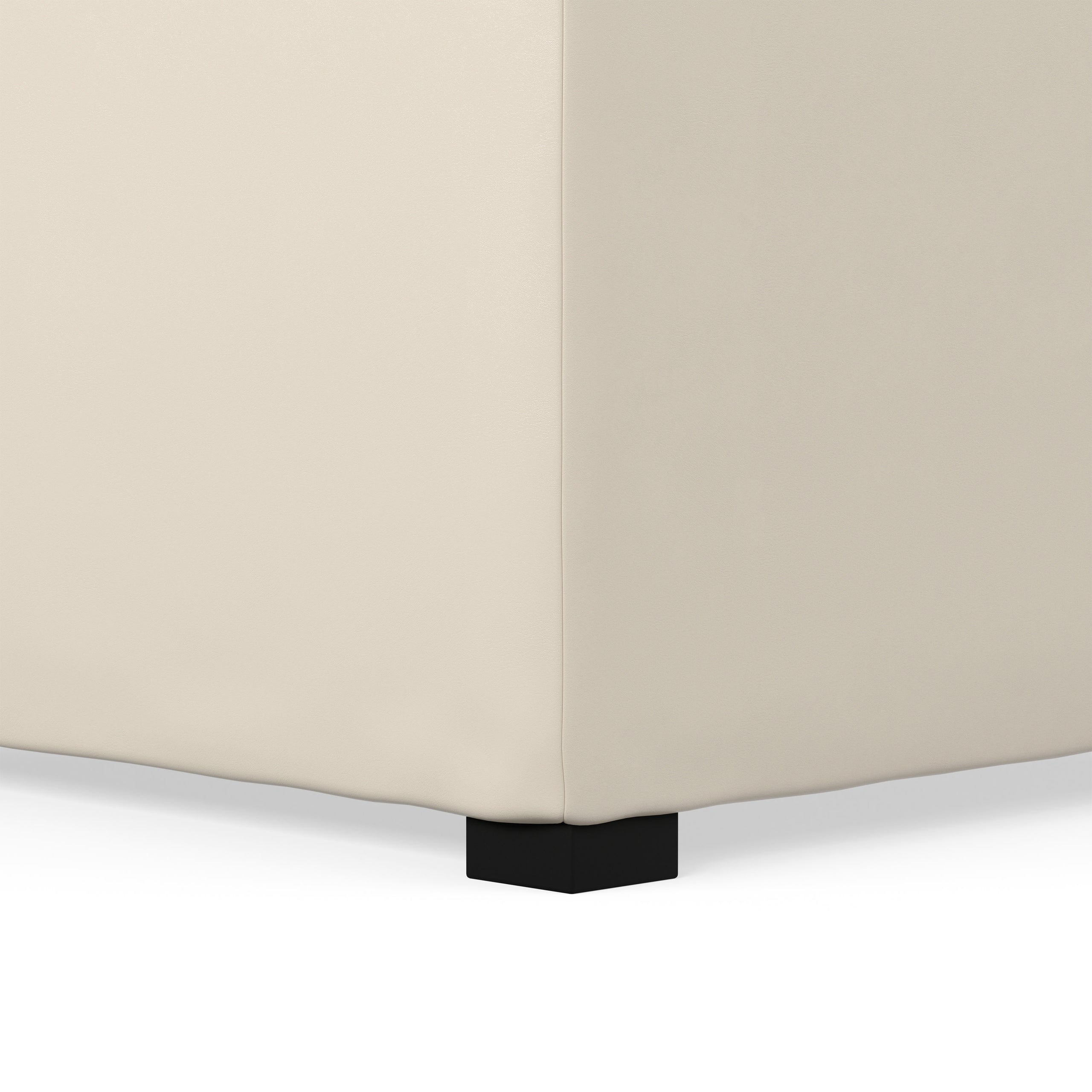 Satin Cream Vegan Leather | Avalon Table Ottoman in Vegan Leather