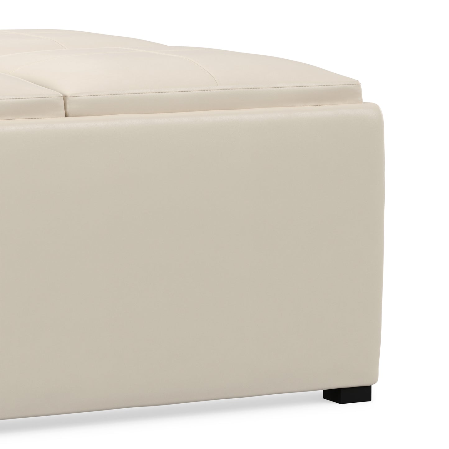Satin Cream Vegan Leather | Avalon Table Ottoman in Vegan Leather
