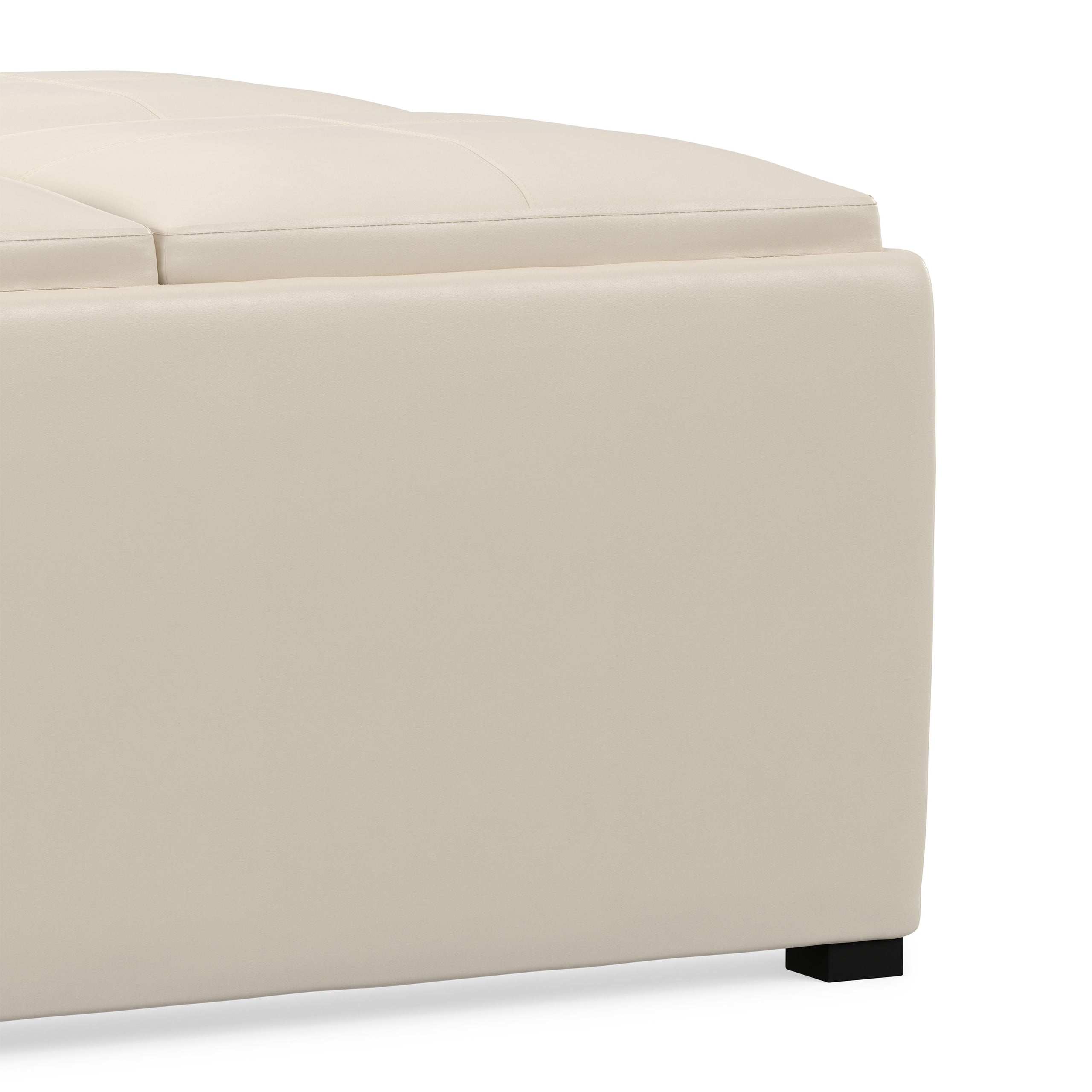 Satin Cream Vegan Leather | Avalon Table Ottoman in Vegan Leather