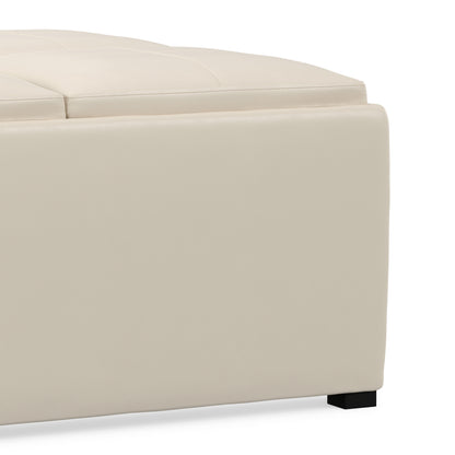 Satin Cream Vegan Leather | Avalon Table Ottoman in Vegan Leather