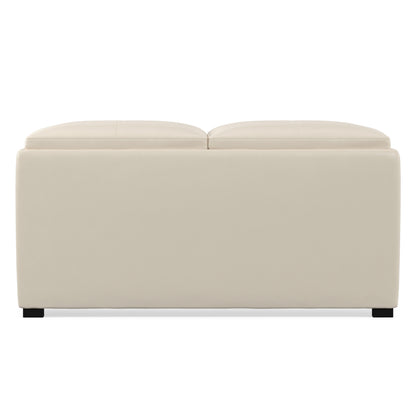 Satin Cream Vegan Leather | Avalon Table Ottoman in Vegan Leather