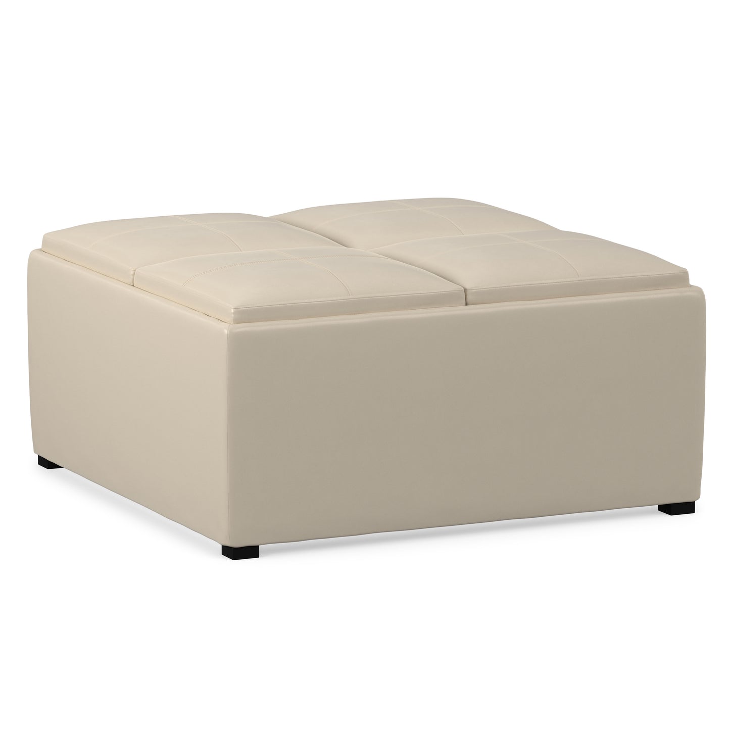 Satin Cream Vegan Leather | Avalon Table Ottoman in Vegan Leather