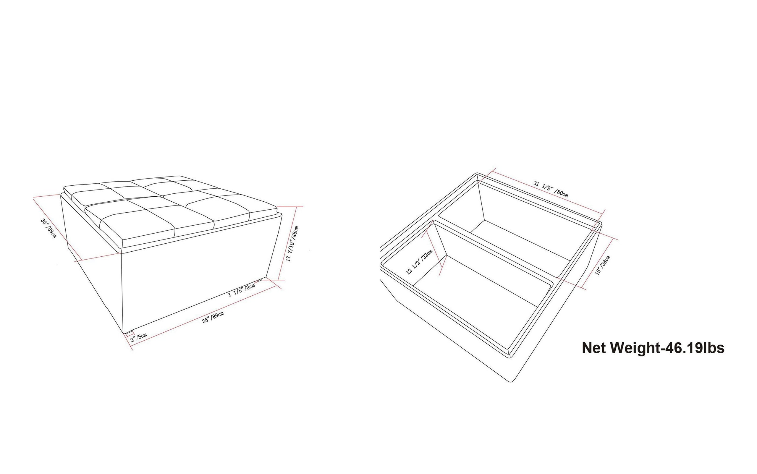 Satin Cream Vegan Leather | Avalon Table Ottoman in Vegan Leather
