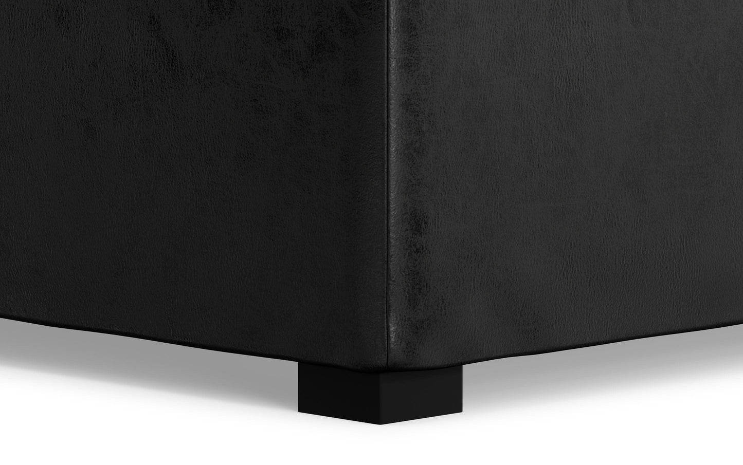 Distressed Black Distressed Vegan Leather | Avalon Vegan Leather Square Coffee Table Storage Ottoman
