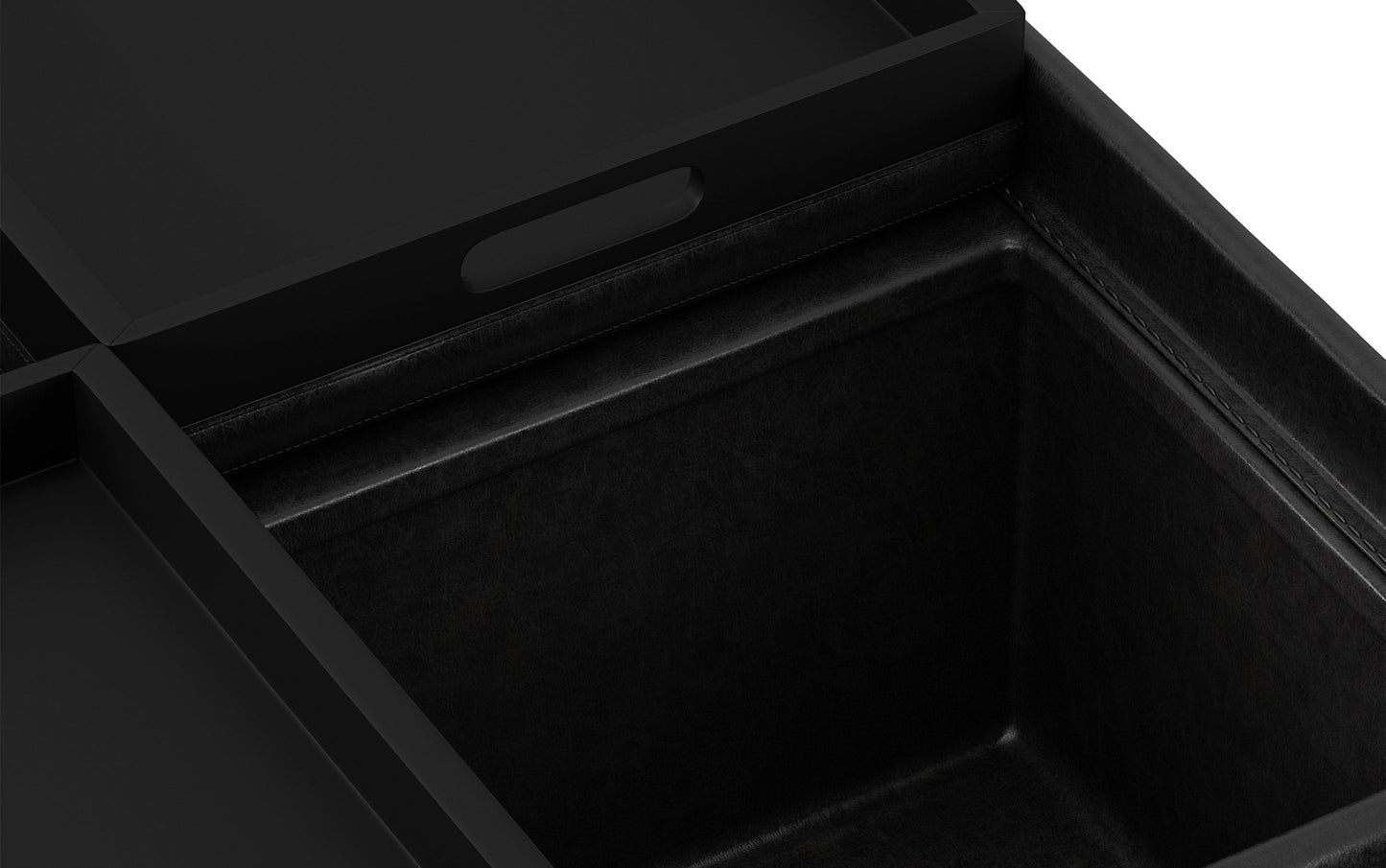 Distressed Black Distressed Vegan Leather | Avalon Vegan Leather Square Coffee Table Storage Ottoman