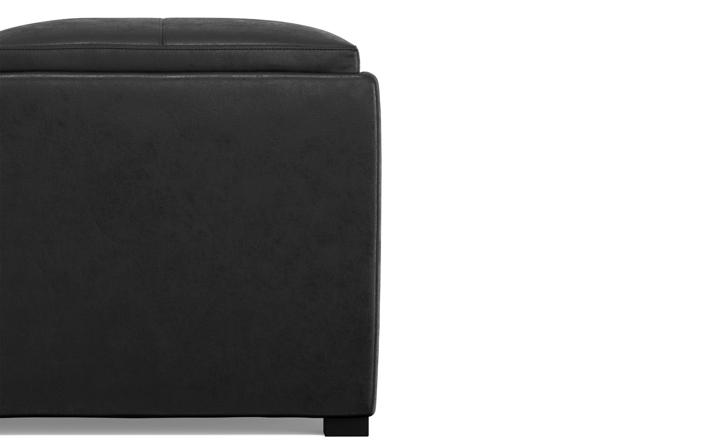 Distressed Black Distressed Vegan Leather | Avalon Vegan Leather Square Coffee Table Storage Ottoman