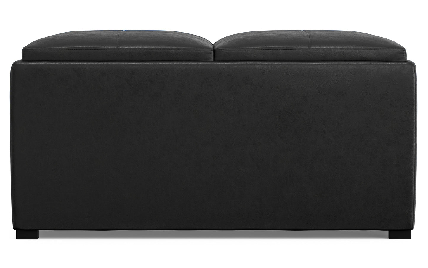 Distressed Black Distressed Vegan Leather | Avalon Vegan Leather Square Coffee Table Storage Ottoman