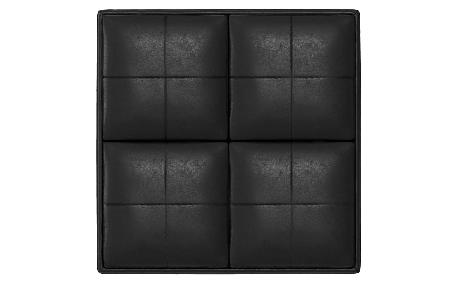 Distressed Black Distressed Vegan Leather | Avalon Vegan Leather Square Coffee Table Storage Ottoman