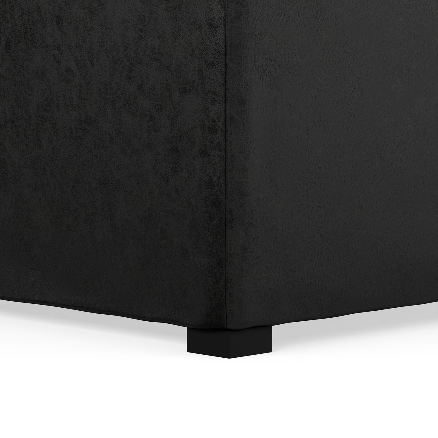 Distressed Black Distressed Vegan Leather | Avalon Table Ottoman in Distressed Vegan Leather