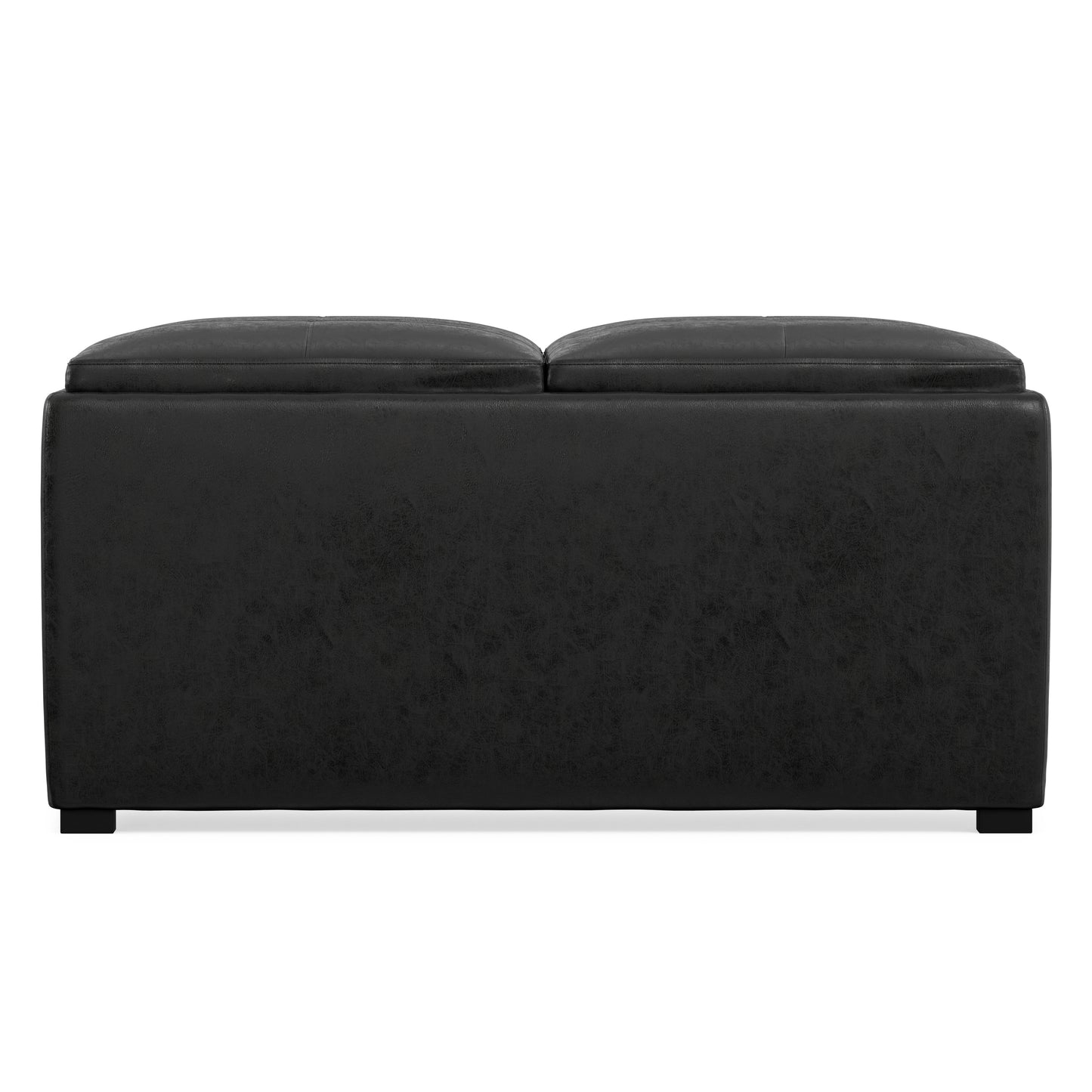 Distressed Black Distressed Vegan Leather | Avalon Table Ottoman in Distressed Vegan Leather