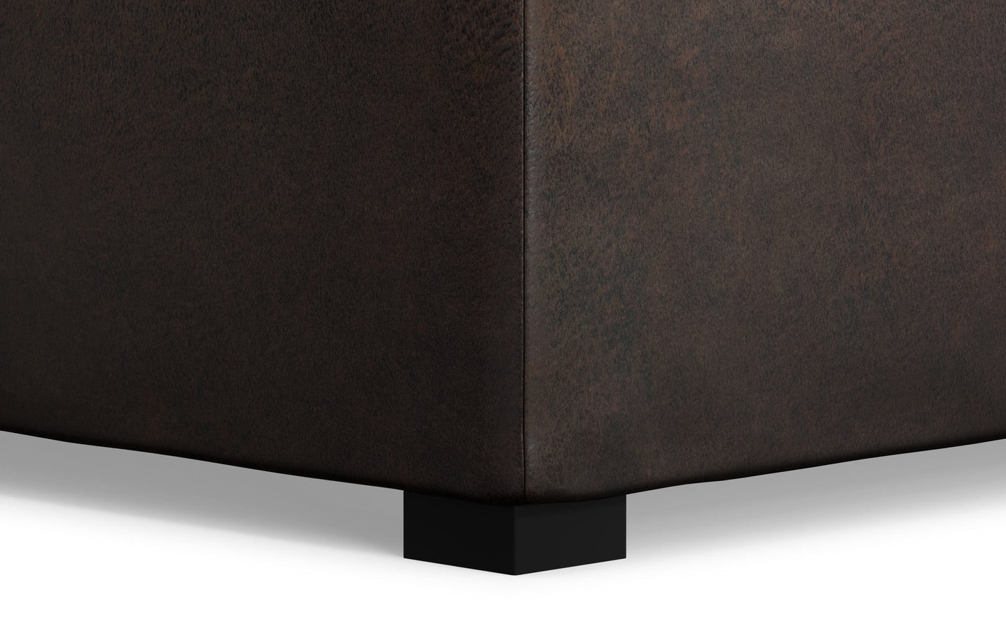 Distressed Brown Distressed Vegan Leather | Avalon Vegan Leather Square Coffee Table Storage Ottoman