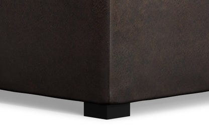 Distressed Brown Distressed Vegan Leather | Avalon Vegan Leather Square Coffee Table Storage Ottoman