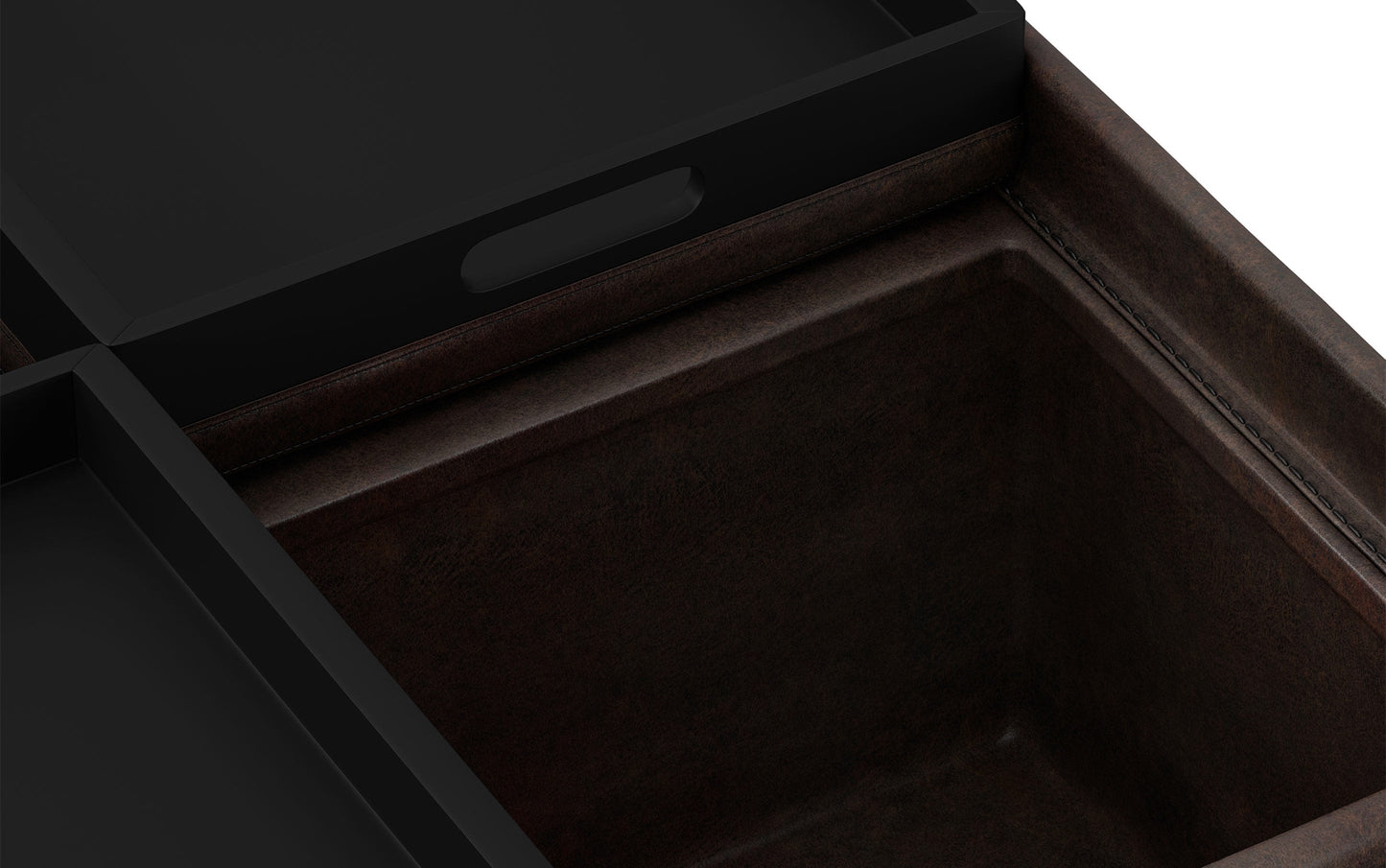 Distressed Brown Distressed Vegan Leather | Avalon Vegan Leather Square Coffee Table Storage Ottoman