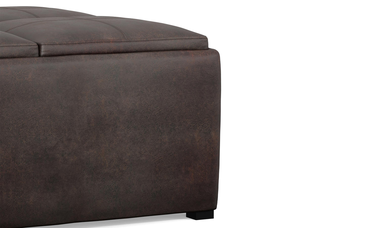 Distressed Brown Distressed Vegan Leather | Avalon Vegan Leather Square Coffee Table Storage Ottoman
