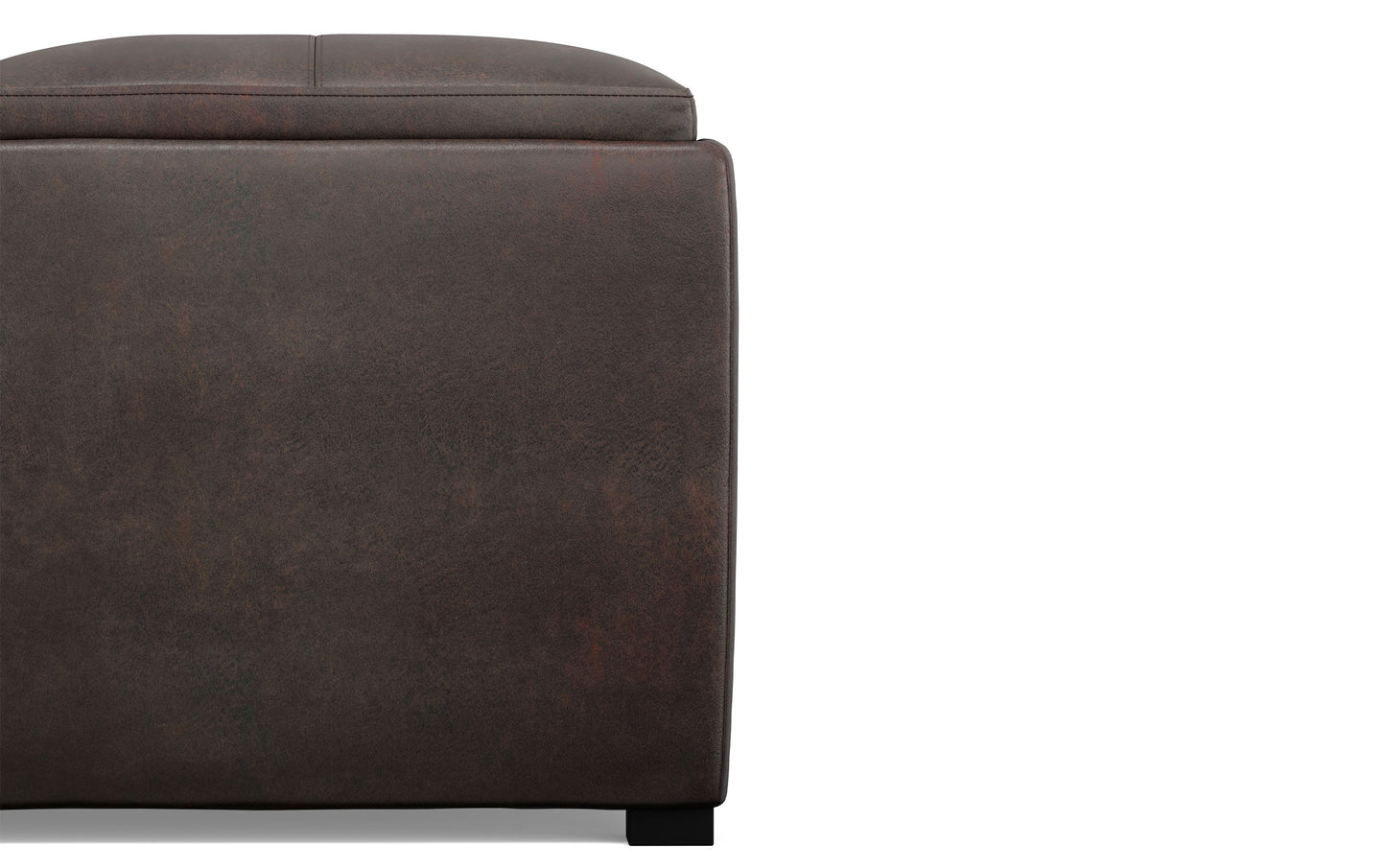 Distressed Brown Distressed Vegan Leather | Avalon Vegan Leather Square Coffee Table Storage Ottoman
